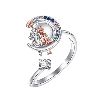 Creative Moon And Star Rotating Ring For GirlsPerfect Birthday Gift For Best Friends And Girl Buddies