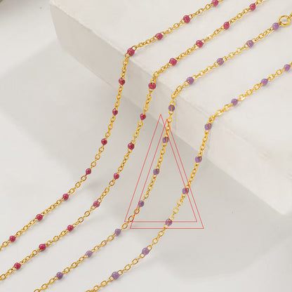 Dopamine-drip Glaze Colorful Gradient Bead Titanium Steel Necklace