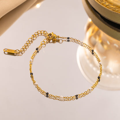 Dopamine-drip Glaze Colorful Gradient Bead Titanium Steel Necklace