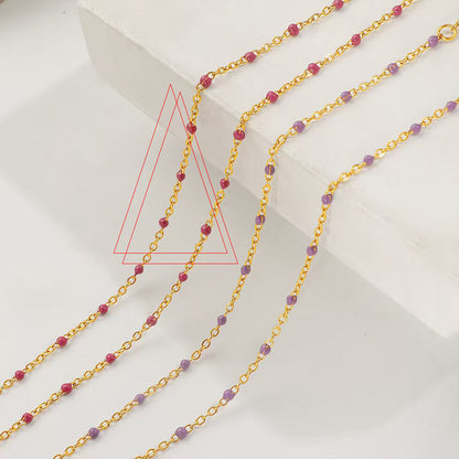 Dopamine-drip Glaze Colorful Gradient Bead Titanium Steel Necklace