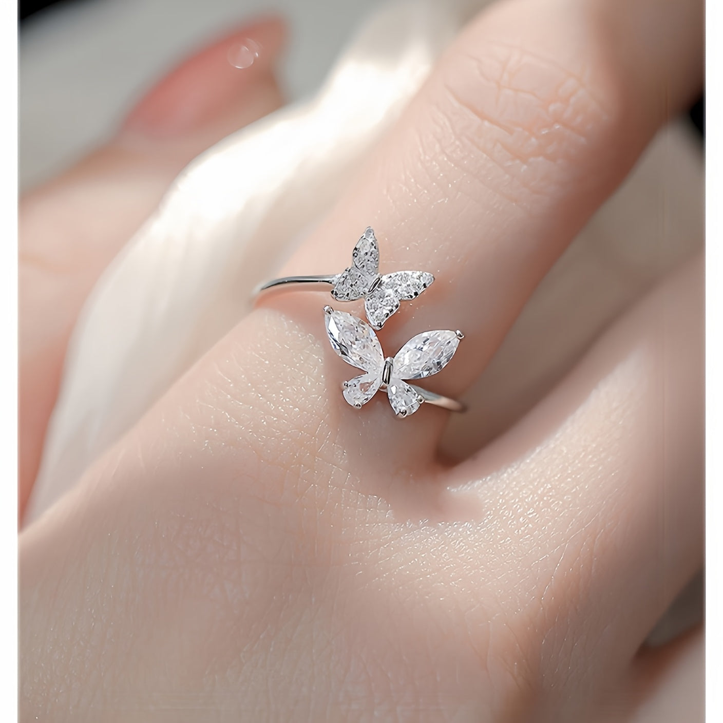 High-End Butterfly Zircon Open Rings For Women, Trendy Fashion Couple Rings, Minimalist Delicate Index Finger Rings, Perfect Gift For Best Friends, Lovers