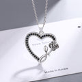 Black And White Full-diamond Heart Pendant With A Diamond-encrusted Heart Necklace Set