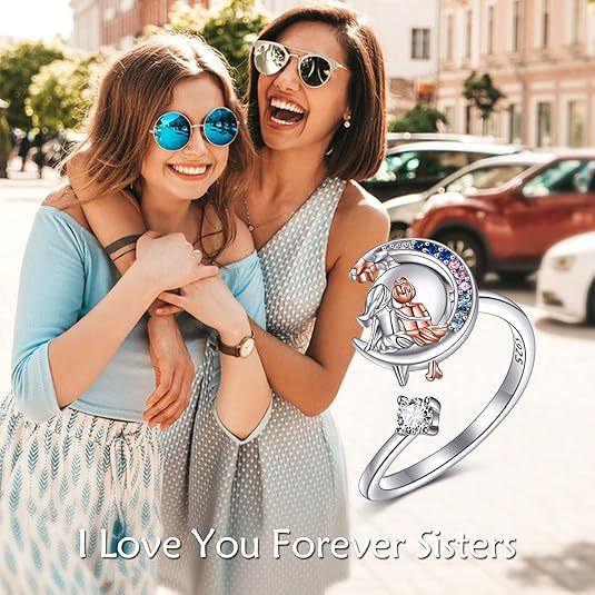 Creative Moon And Star Rotating Ring For GirlsPerfect Birthday Gift For Best Friends And Girl Buddies