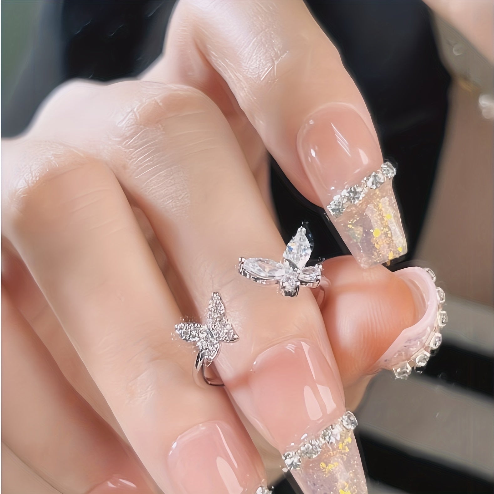 High-End Butterfly Zircon Open Rings For Women, Trendy Fashion Couple Rings, Minimalist Delicate Index Finger Rings, Perfect Gift For Best Friends, Lovers