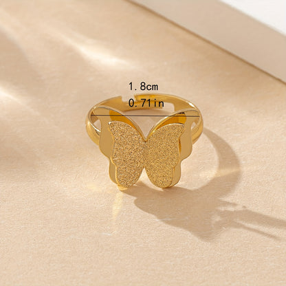 1PC Fashion Minimalist Double-Layer Star Stainless Steel Open-End Ring For Women - Retro Ethnic Style 18K Gold-Plated Adjustable Band - Suitable For Daily Wear, Parties, And Gifting