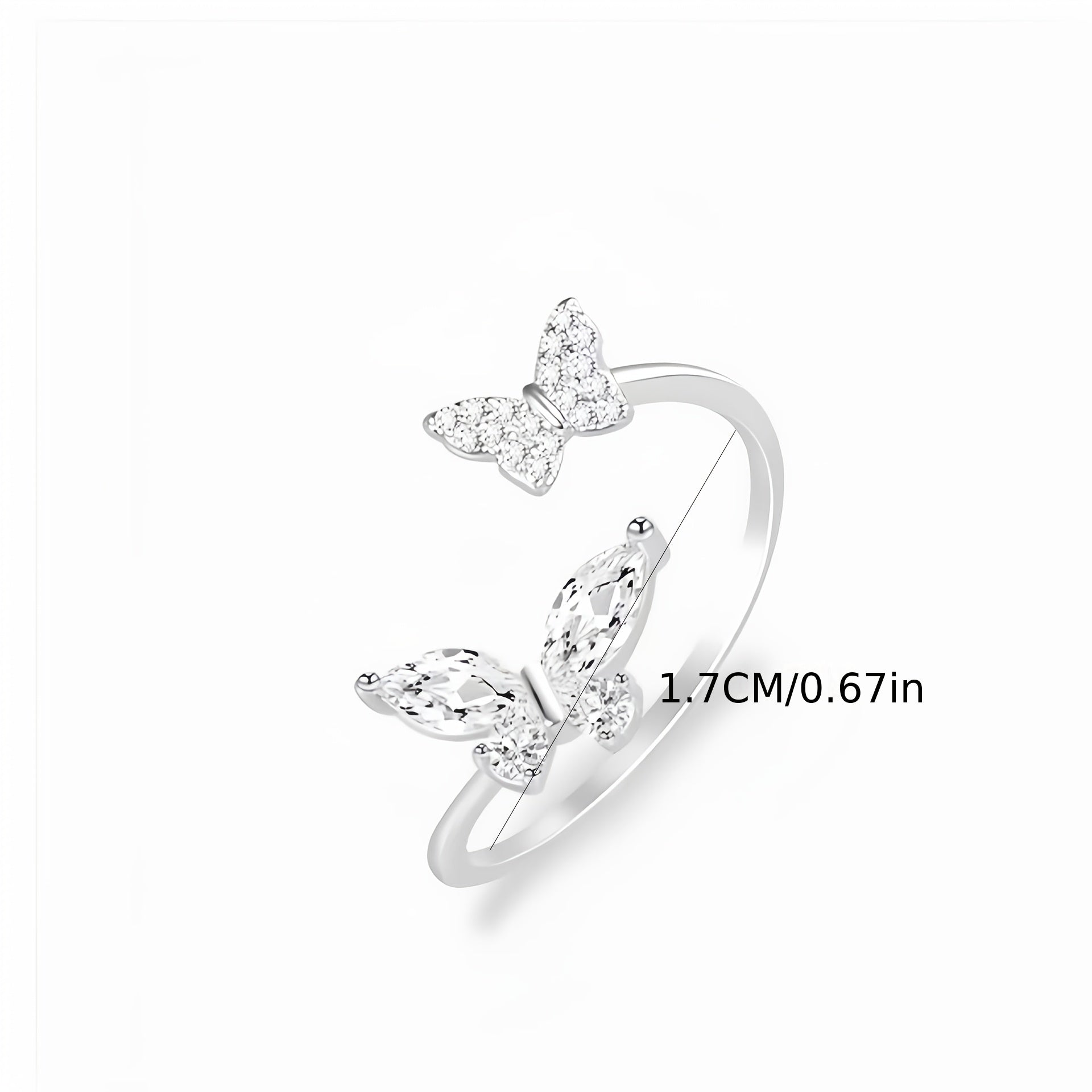 High-End Butterfly Zircon Open Rings For Women, Trendy Fashion Couple Rings, Minimalist Delicate Index Finger Rings, Perfect Gift For Best Friends, Lovers
